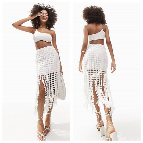 ASOS Dresses & Skirts - ASOS DESIGN Disc Fringe Midi Skirt